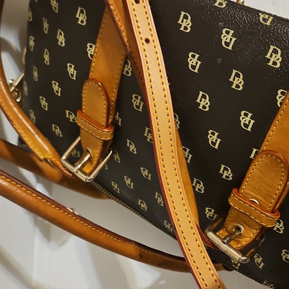 Vintage Dooney & Bourke Black Monogram Canvas Boston Bag - Picture 10 of 12